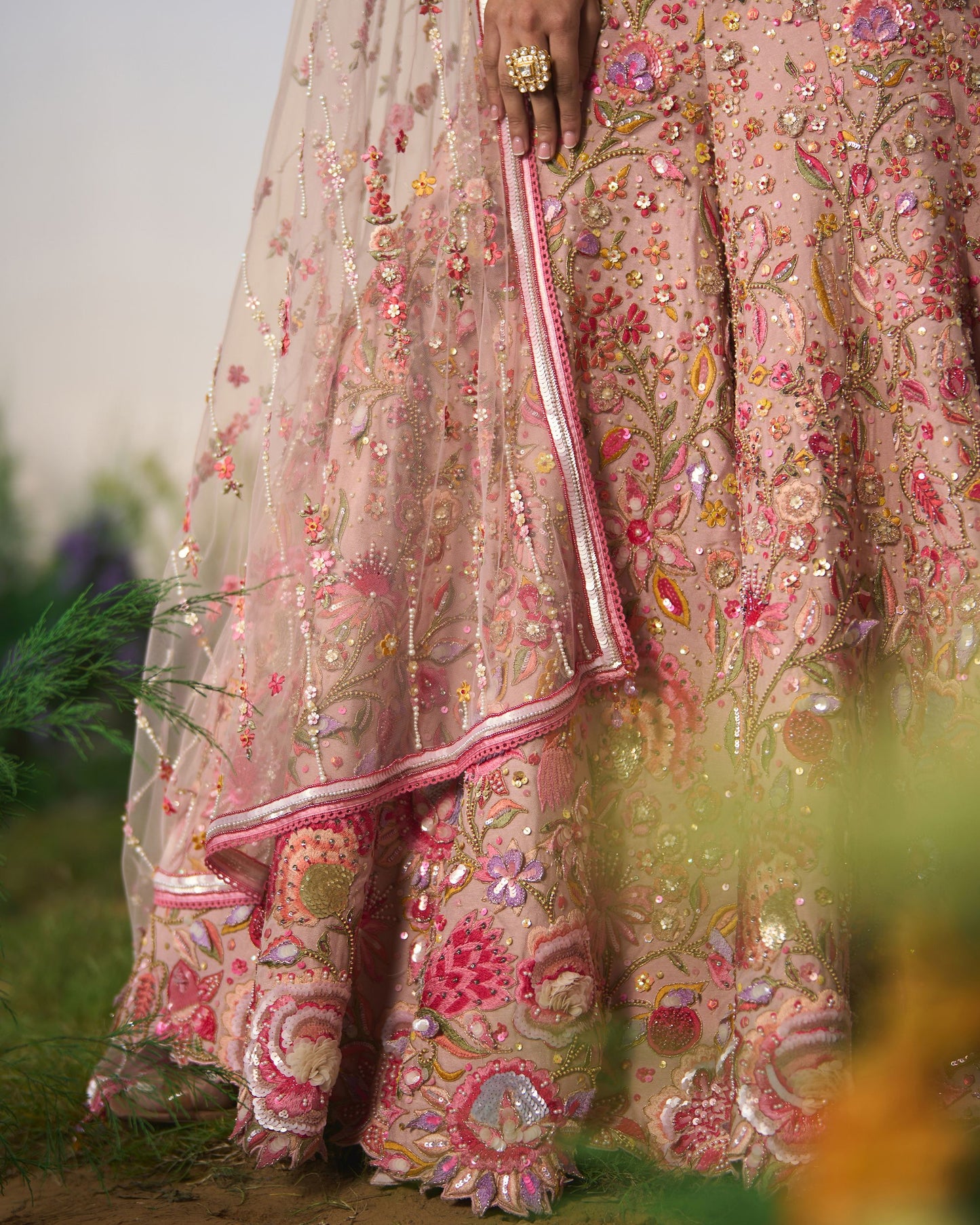 Embroidered sharara, Corset and dupatta