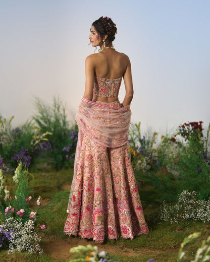 Embroidered sharara, Corset and dupatta