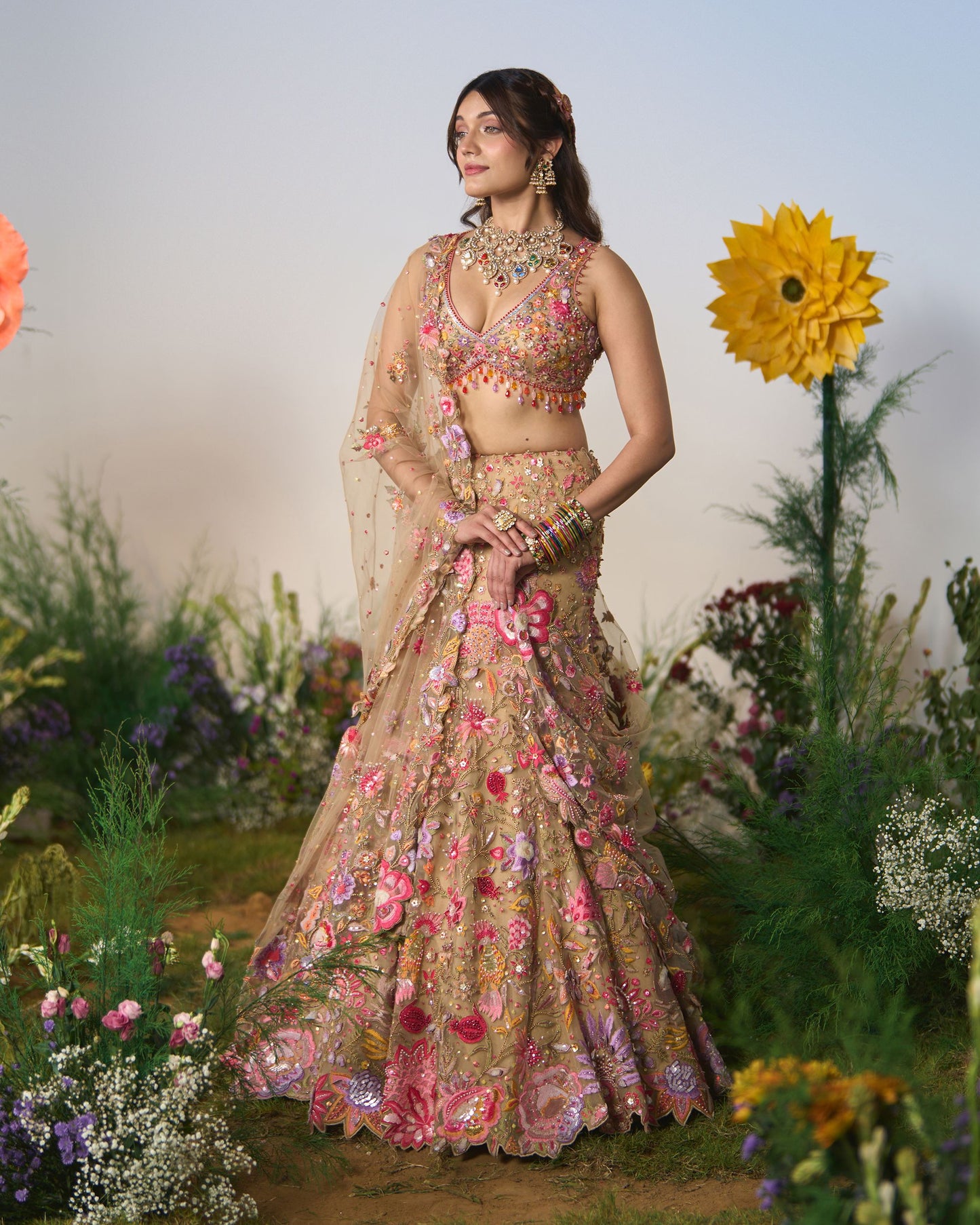 Lehenga, blouse, dupatta