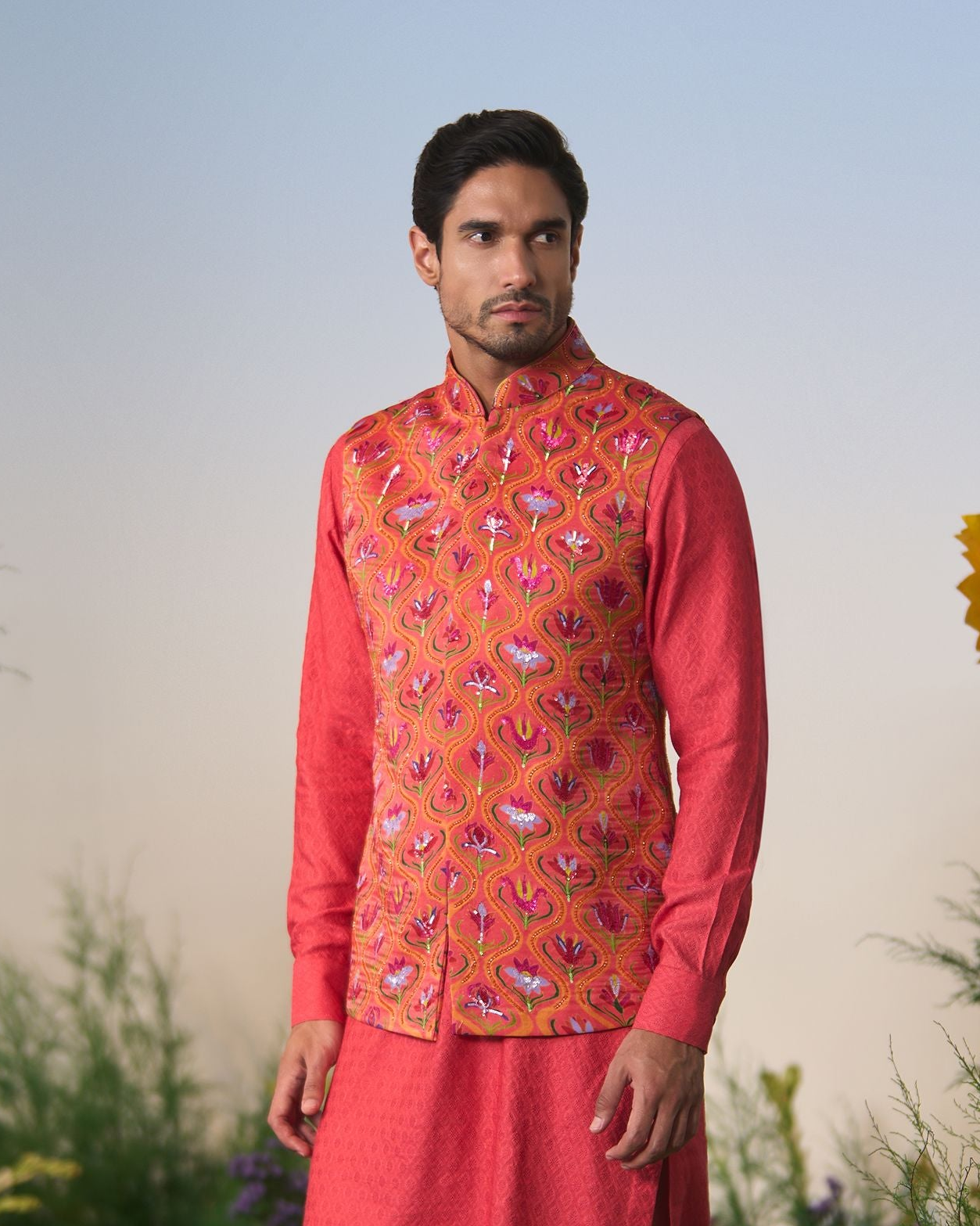 Coral Nehru jacket