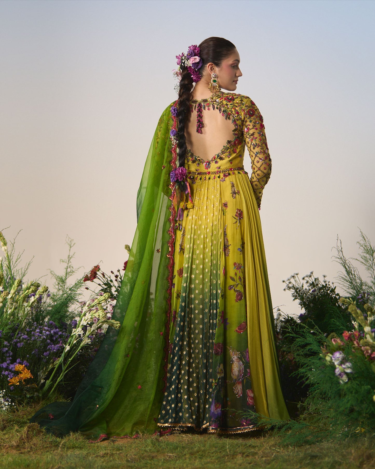 Anarkali, pants, dupatta