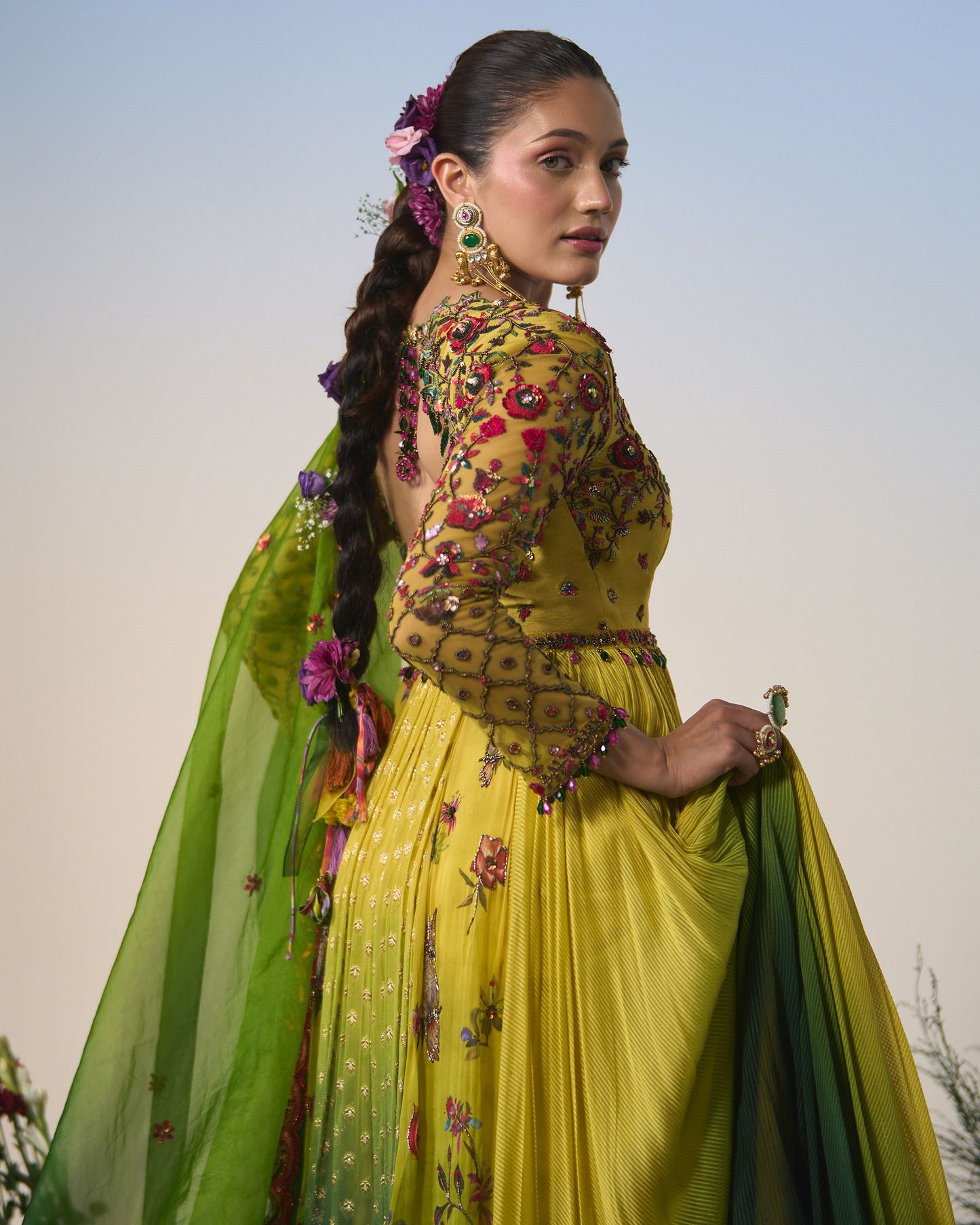 Anarkali, pants, dupatta
