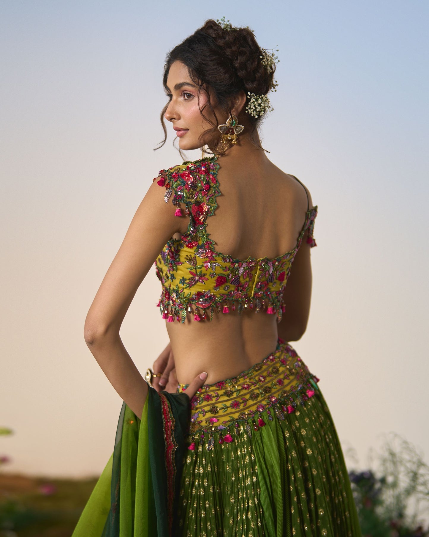 Lehenga, blouse, dupatta