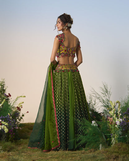 Lehenga, blouse, dupatta