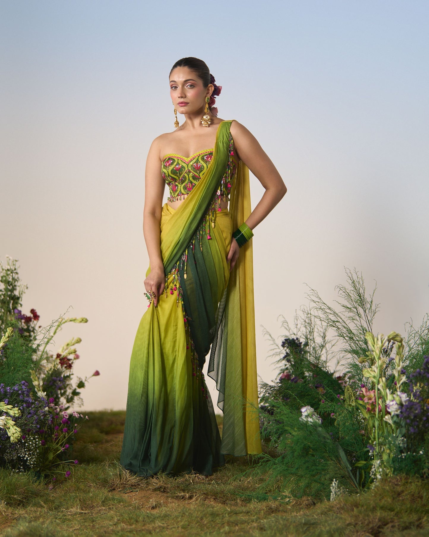 Draped saree, blouse