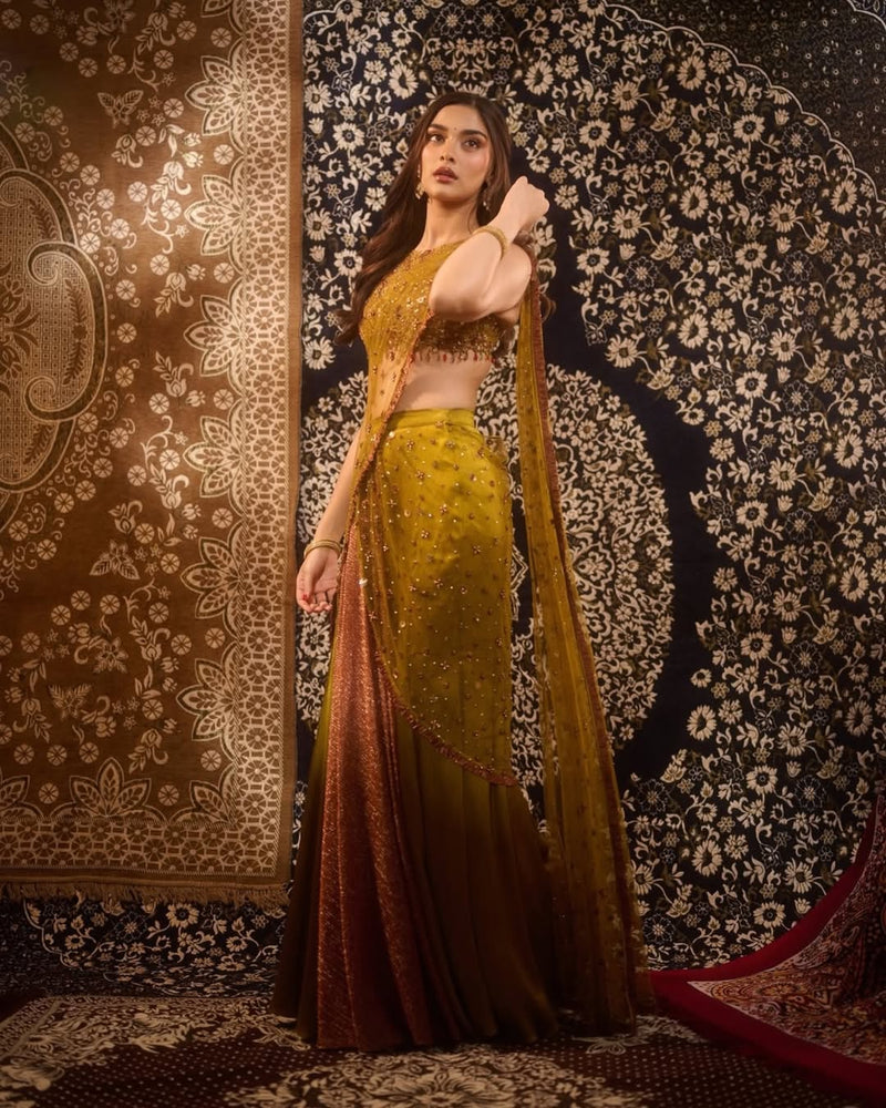 Olive concept saree - Saiee M Manjrekar