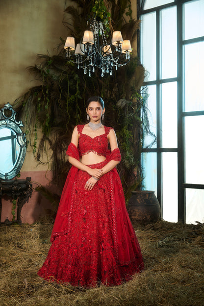 Red miraya lehenga