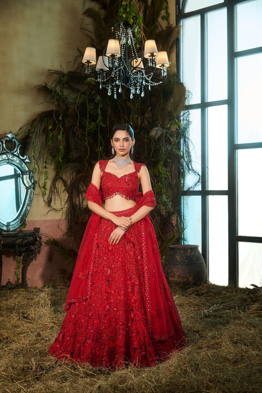 Red miraya lehenga