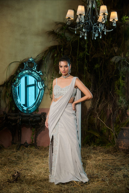 Powder blue concept saree