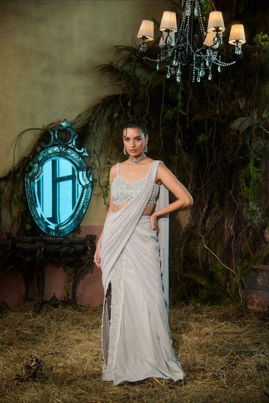 Powder blue concept saree