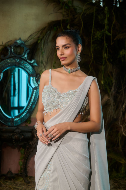 Powder blue concept saree
