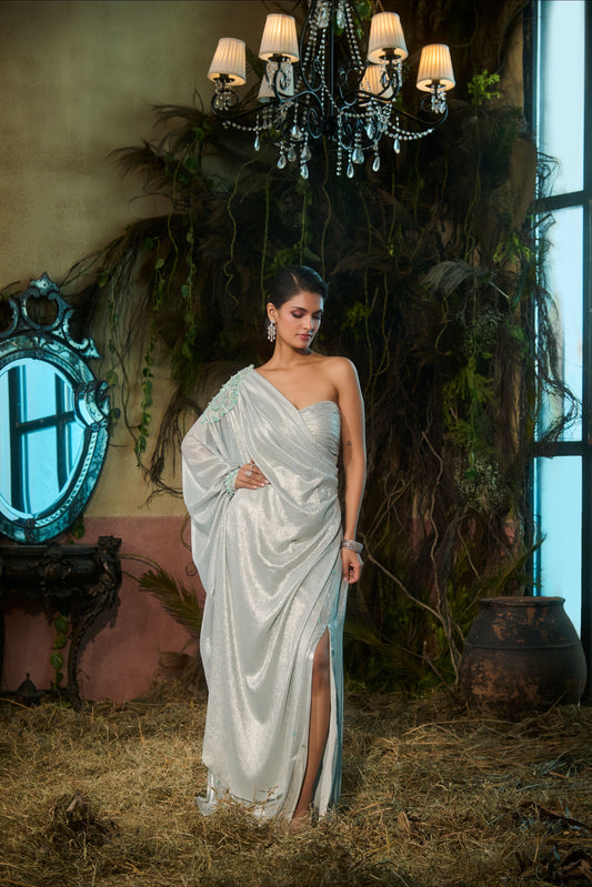 Metallic blue kaftan