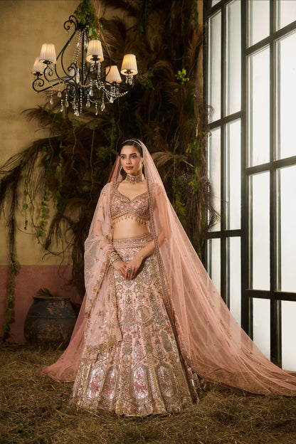 Peach bridal lehenga