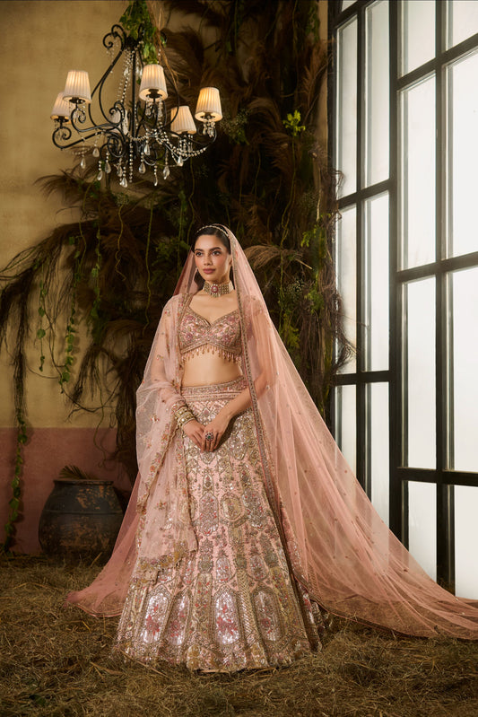 Peach bridal lehenga