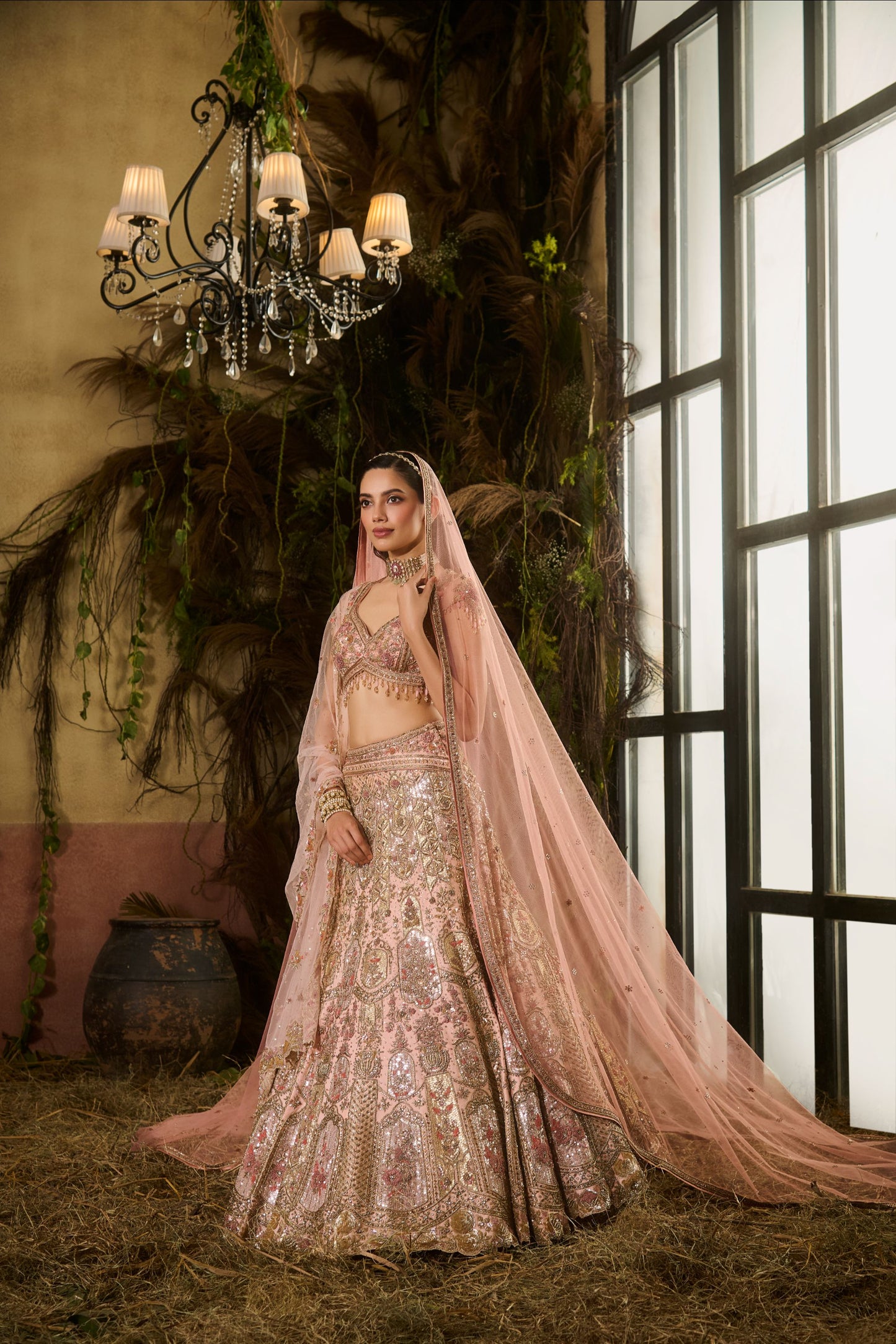 Peach bridal lehenga