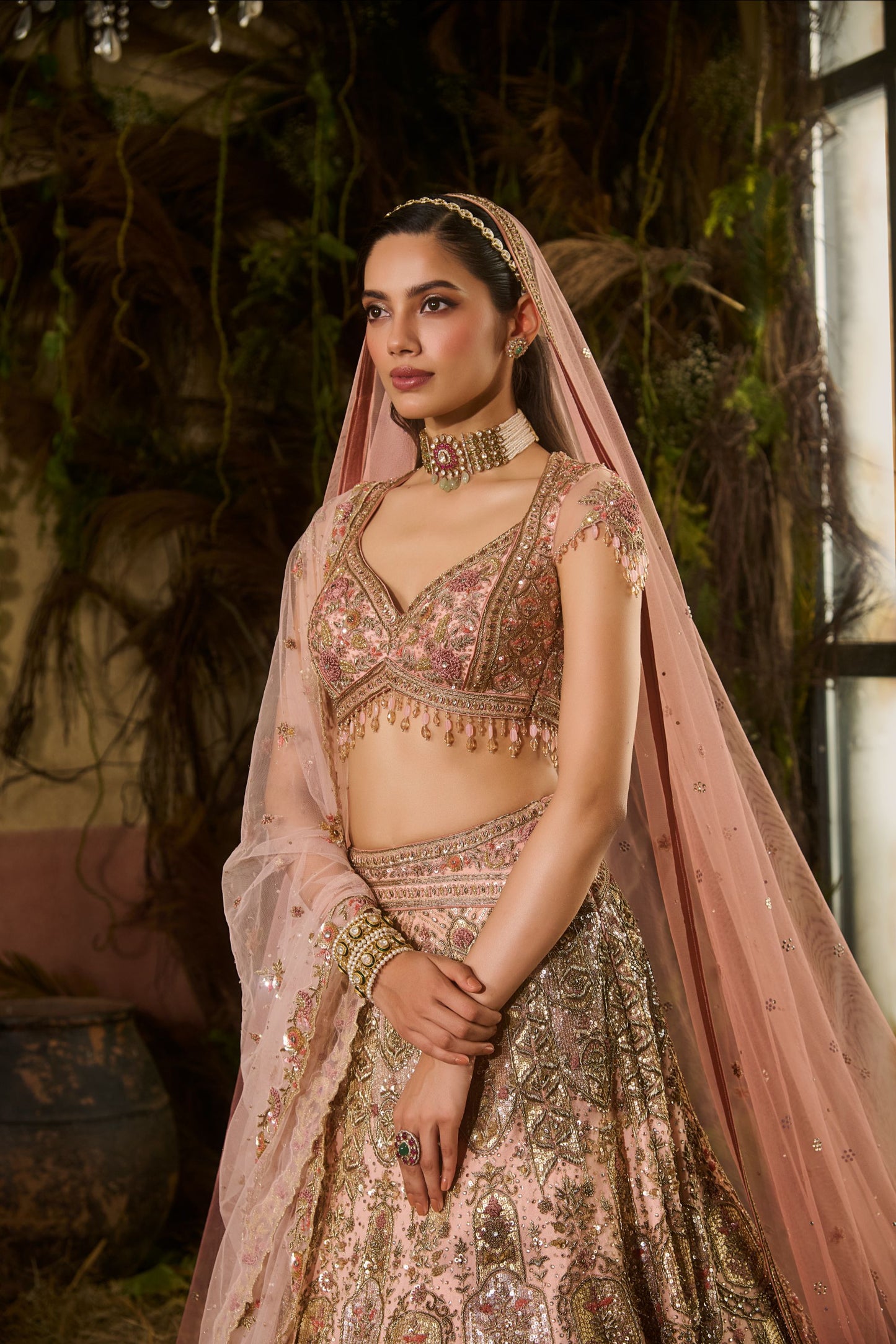 Peach bridal lehenga