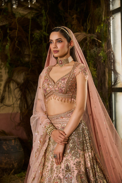 Peach bridal lehenga