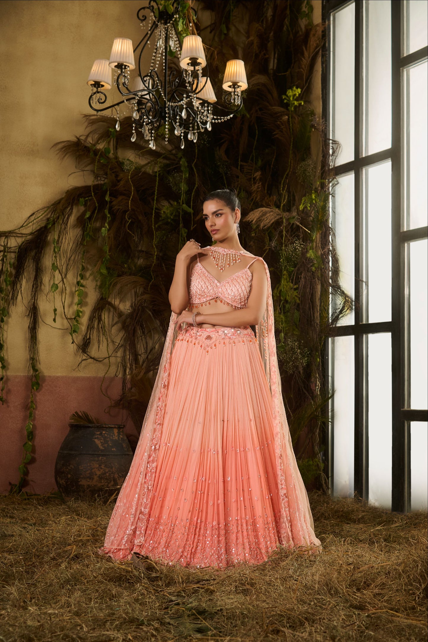 Miraya peach ombré lehenga