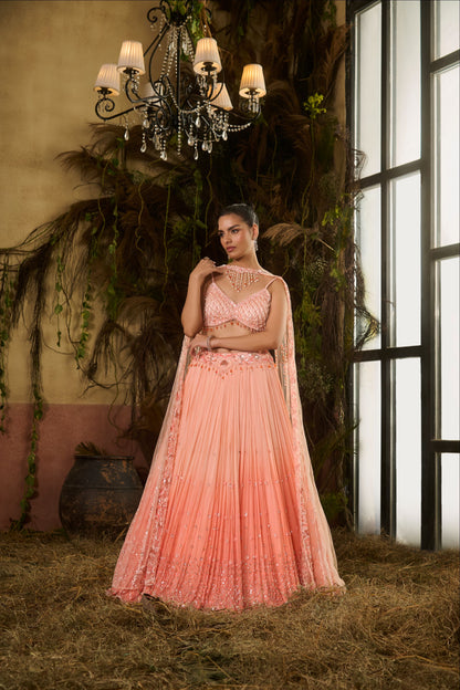 Miraya peach ombré lehenga