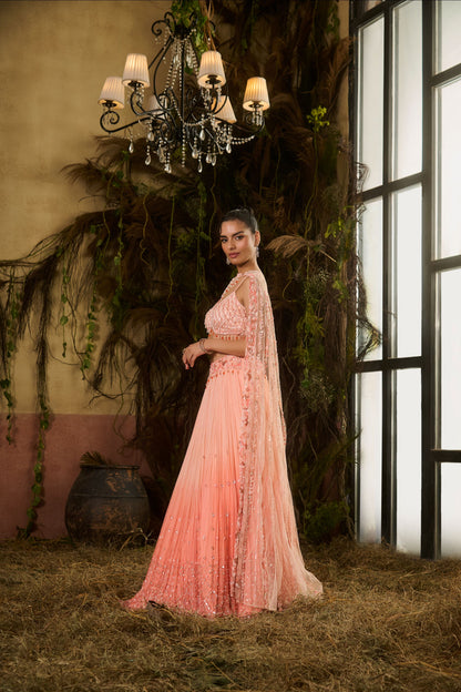 Miraya peach ombré lehenga