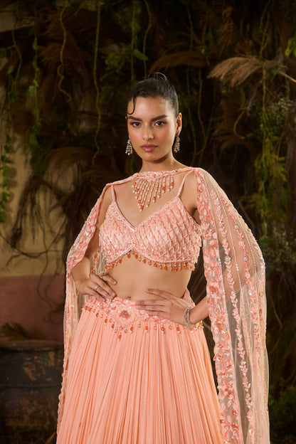 Miraya peach ombré lehenga