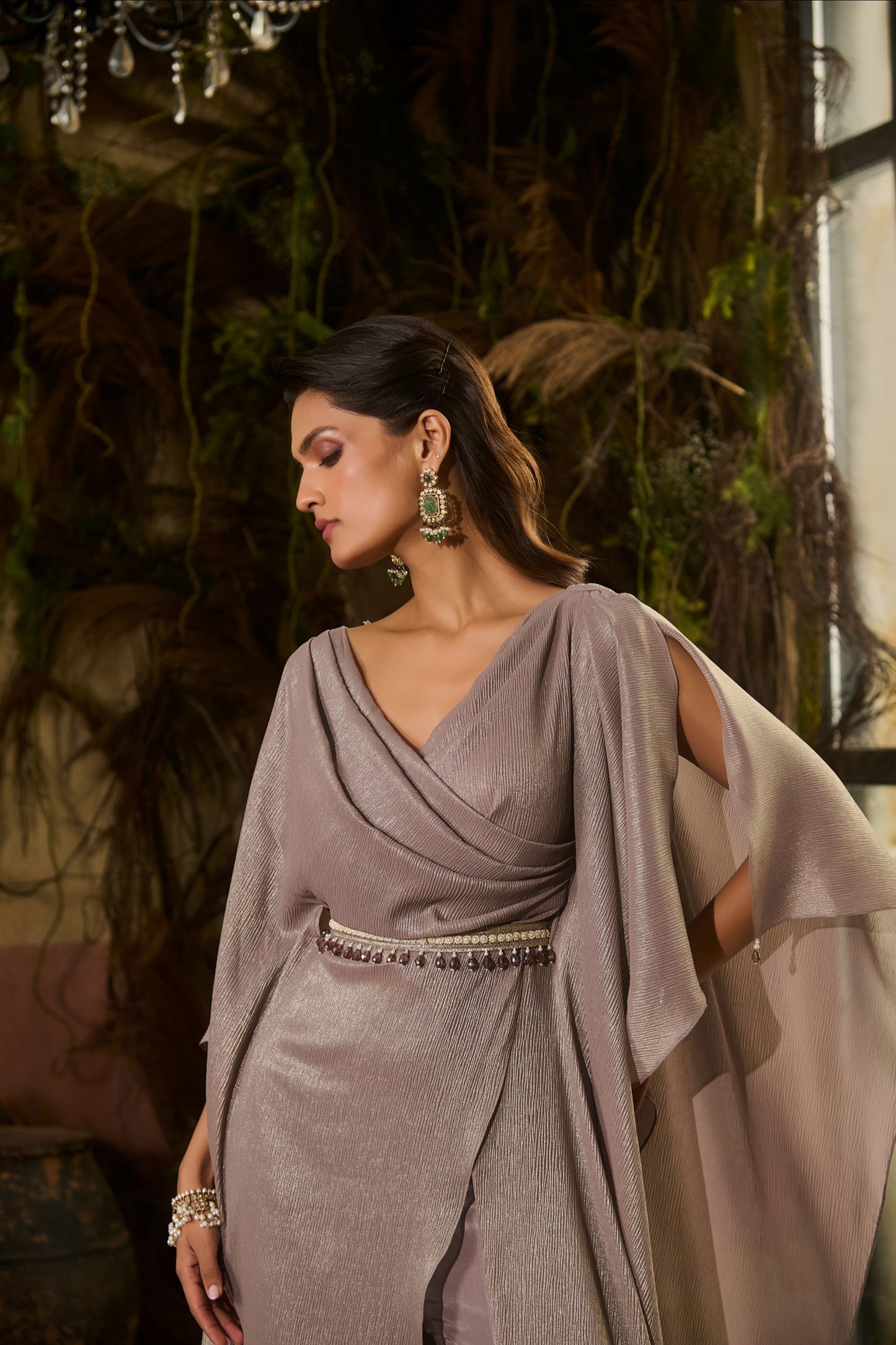 Grey draped top