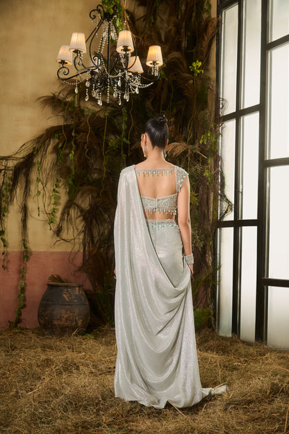 Metallic blue concept saree