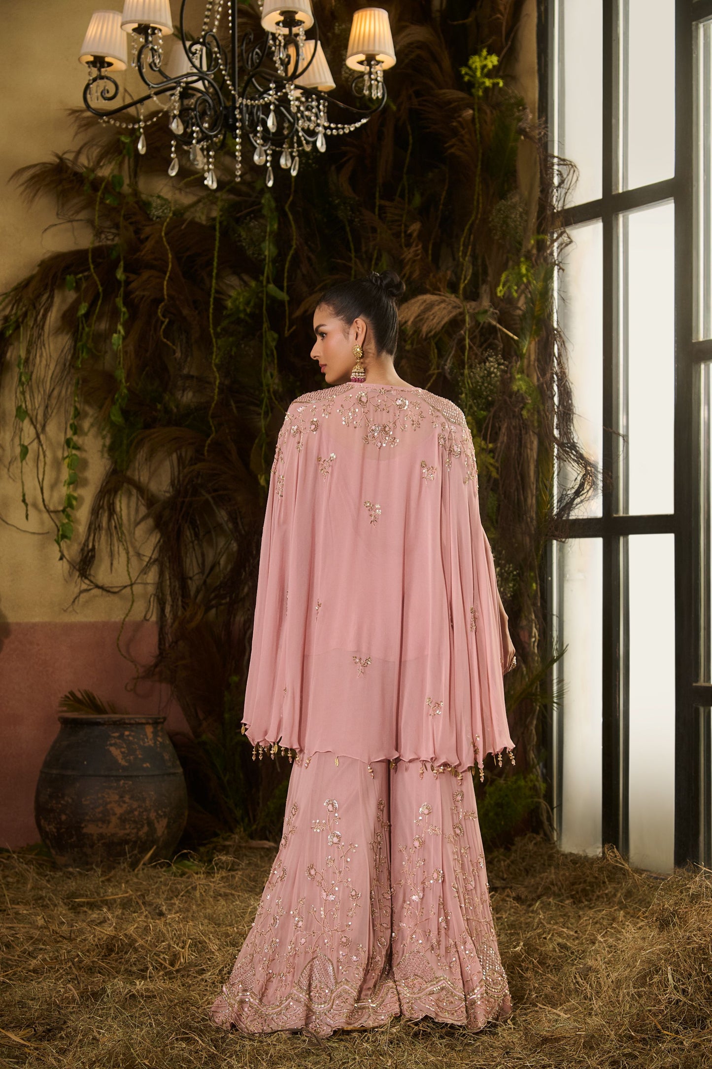 Zardosi sharara cape