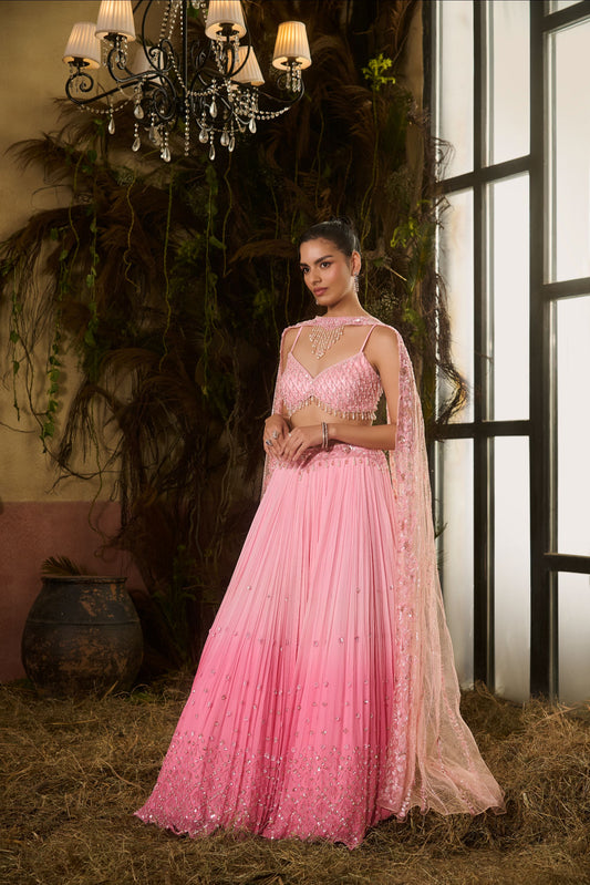 Miraya pink ombré lehenga