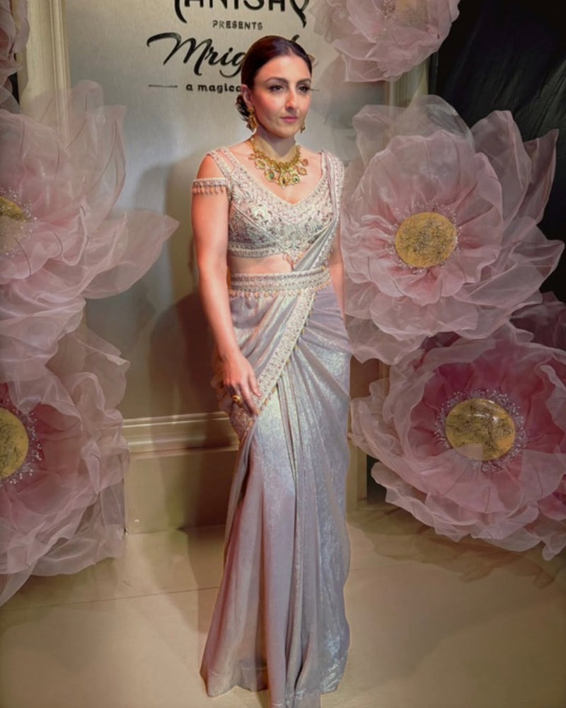 Metallic peach concept saree - Soha Ali Khan Pataudi