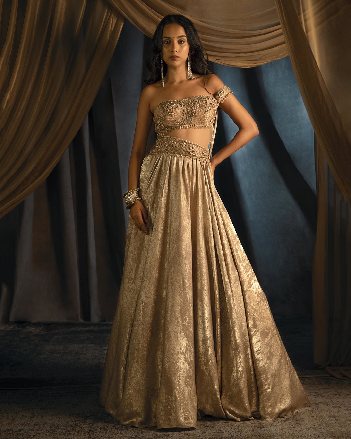 Leila gold waves gown