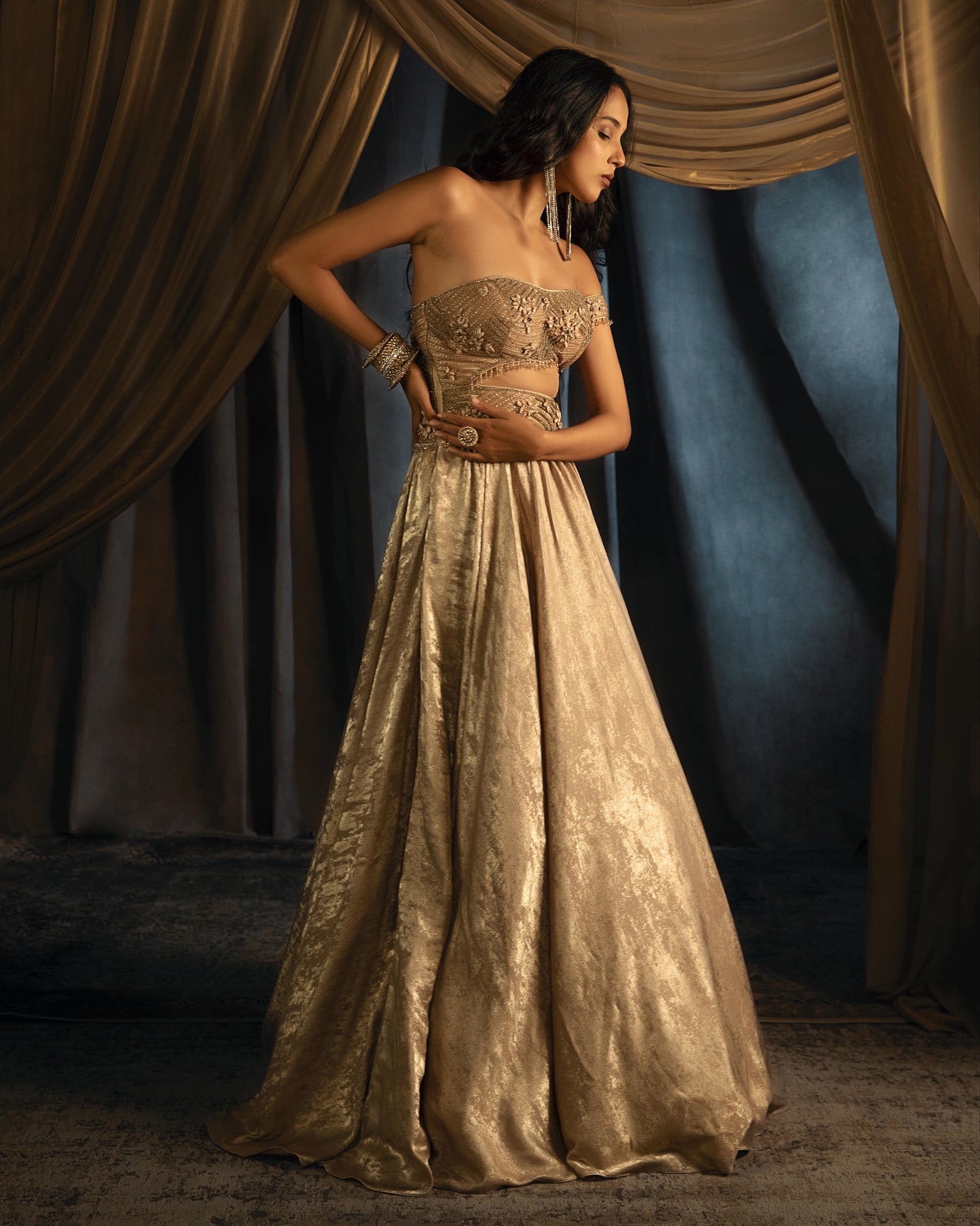 Leila gold waves gown