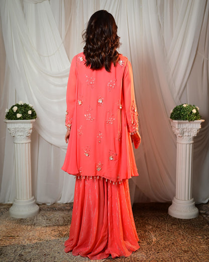 Coral kurti - sharara set