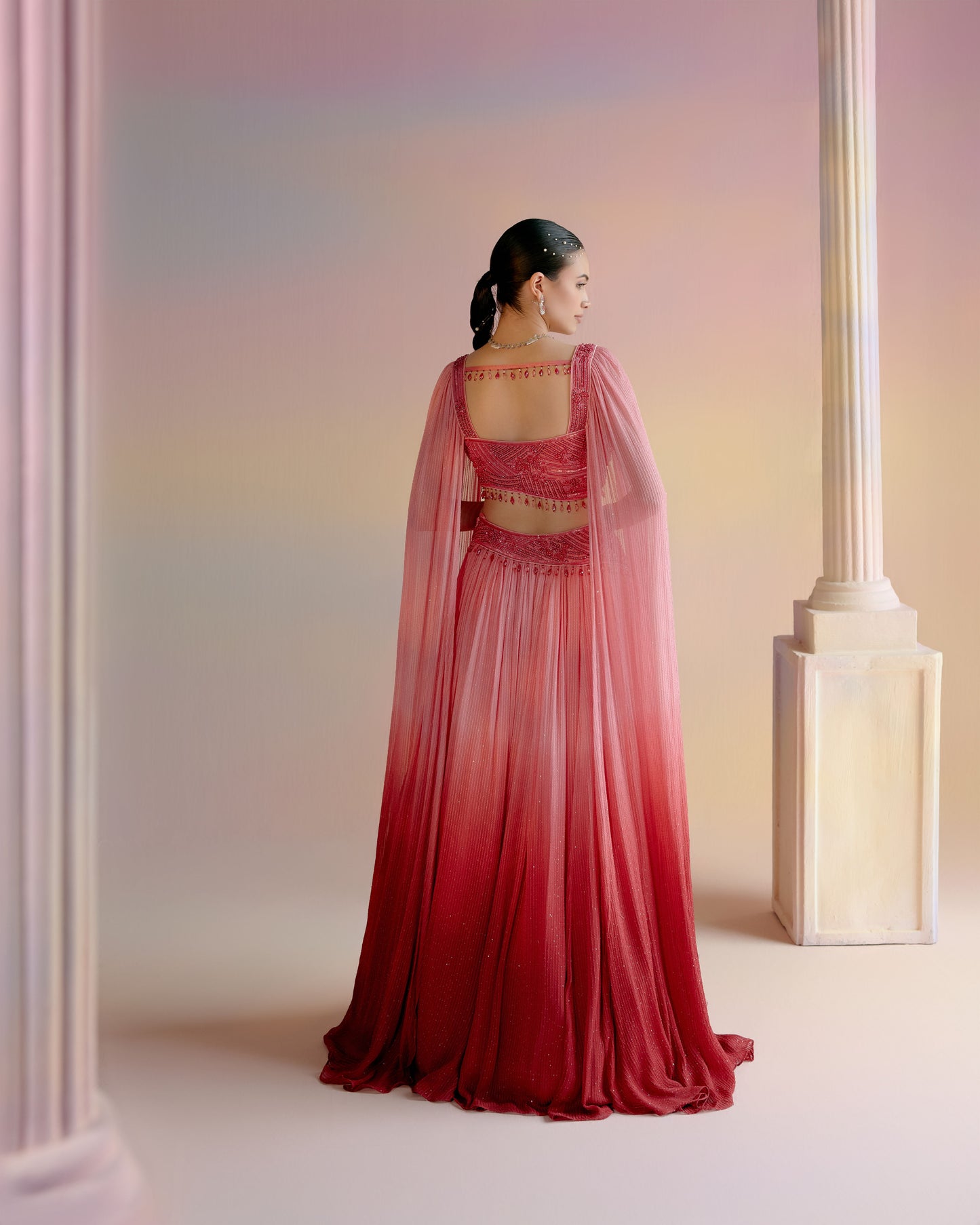 Coral Ombre Lehenga